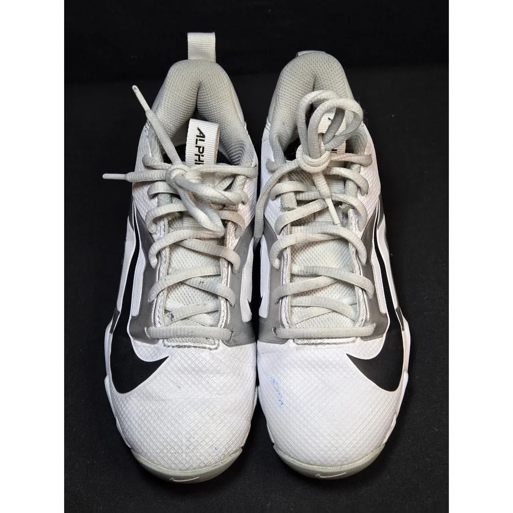 Nike Alpha Huarache 4 Keystone Kids Baseball Cleats White Silver FQ4012-100 2Y